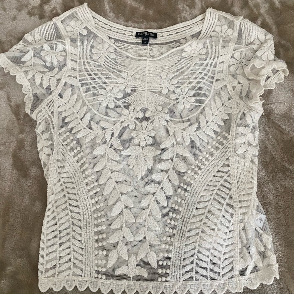 Express Floral Embroidery Lace Top